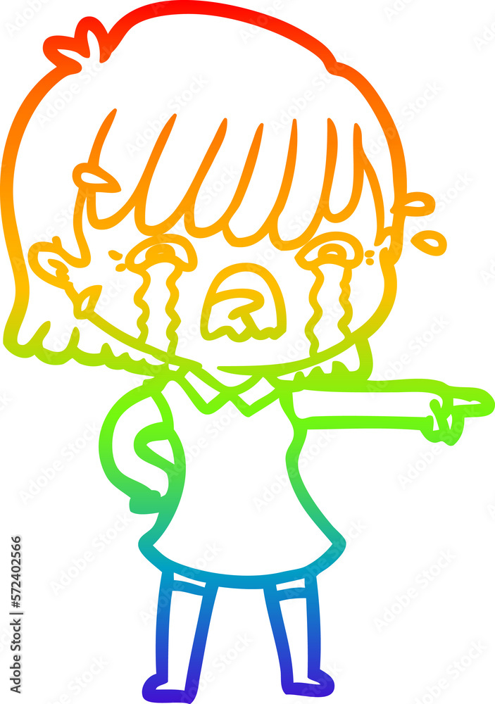 rainbow gradient line drawing cartoon girl crying rainbow gradient line drawing cartoon girl crying