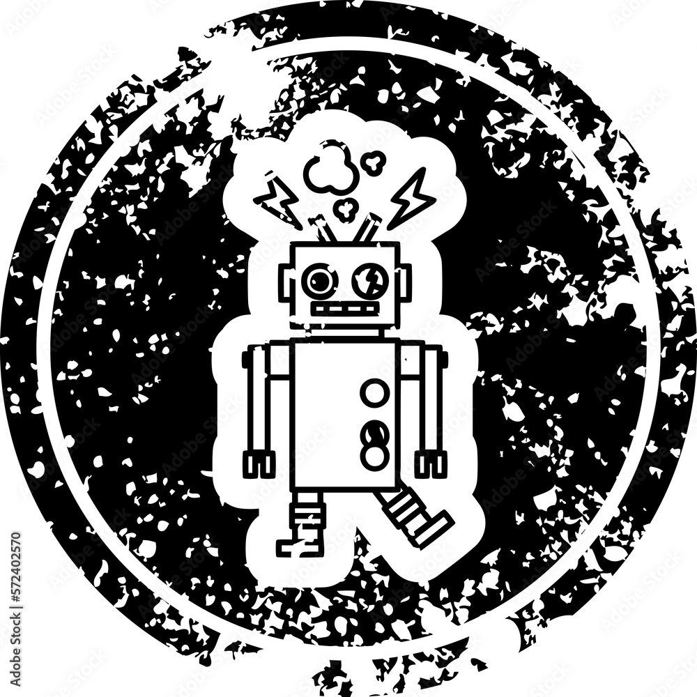 malfunctioning robot distressed icon malfunctioning robot distressed icon