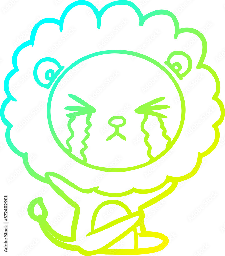 cold gradient line drawing cartoon crying lion cold gradient line drawing cartoon crying lion