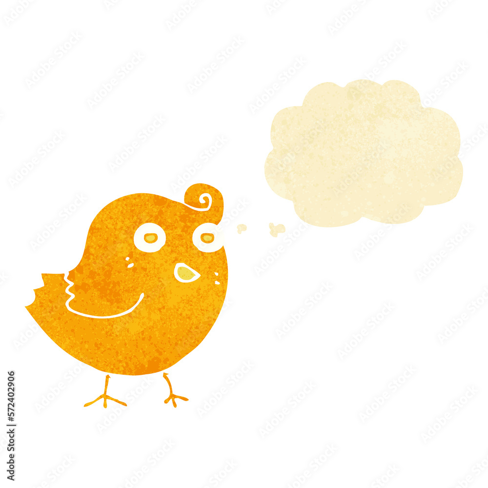 funny cartoon bird with thought bubble funny cartoon bird with thought bubble