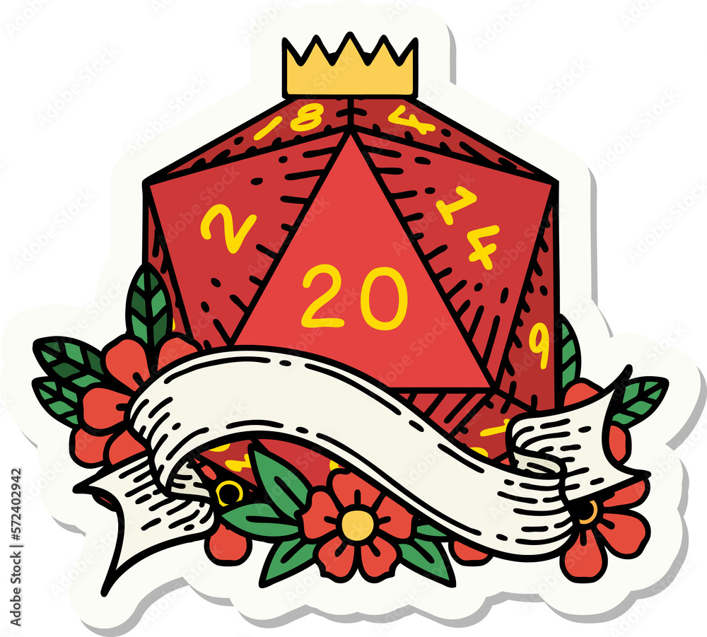 Fototapeta premium natural twenty D20 dice roll sticker