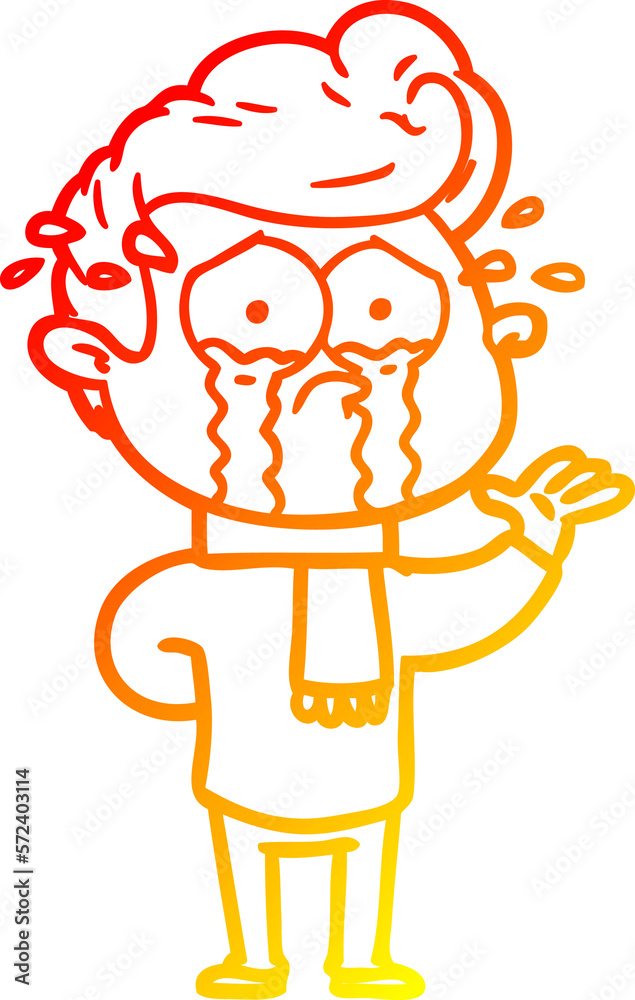warm gradient line drawing cartoon crying man warm gradient line drawing cartoon crying man