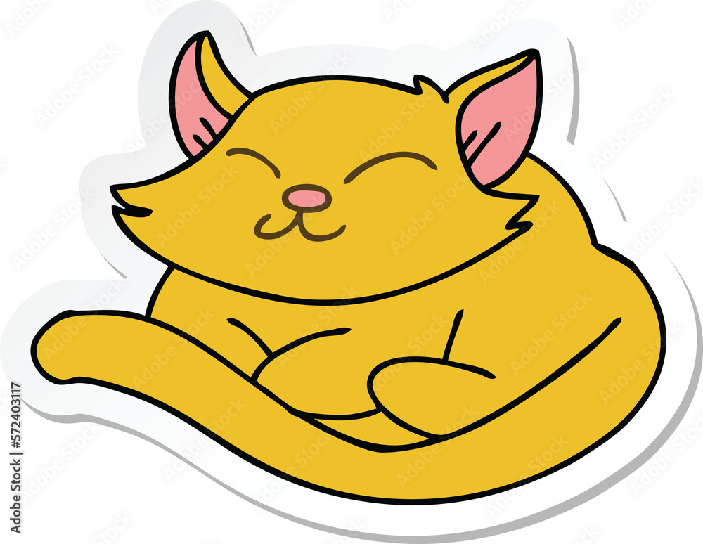 sticker of a quirky hand drawn cartoon cat sticker of a quirky hand drawn cartoon cat