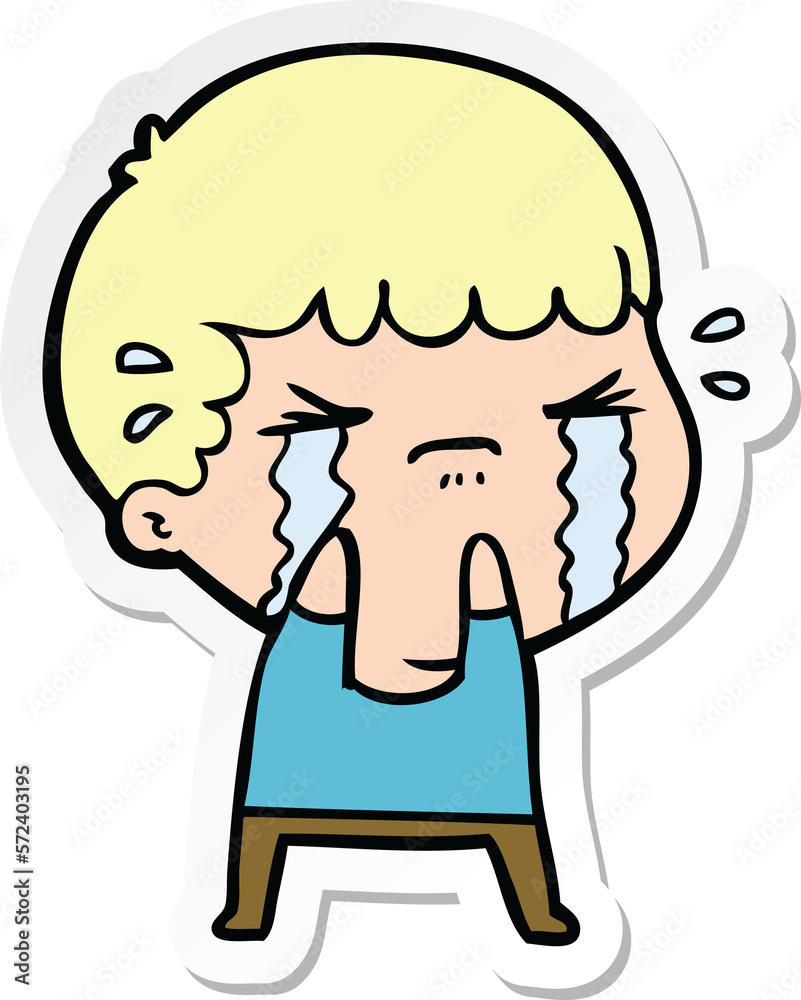 sticker of a cartoon man crying sticker of a cartoon man crying