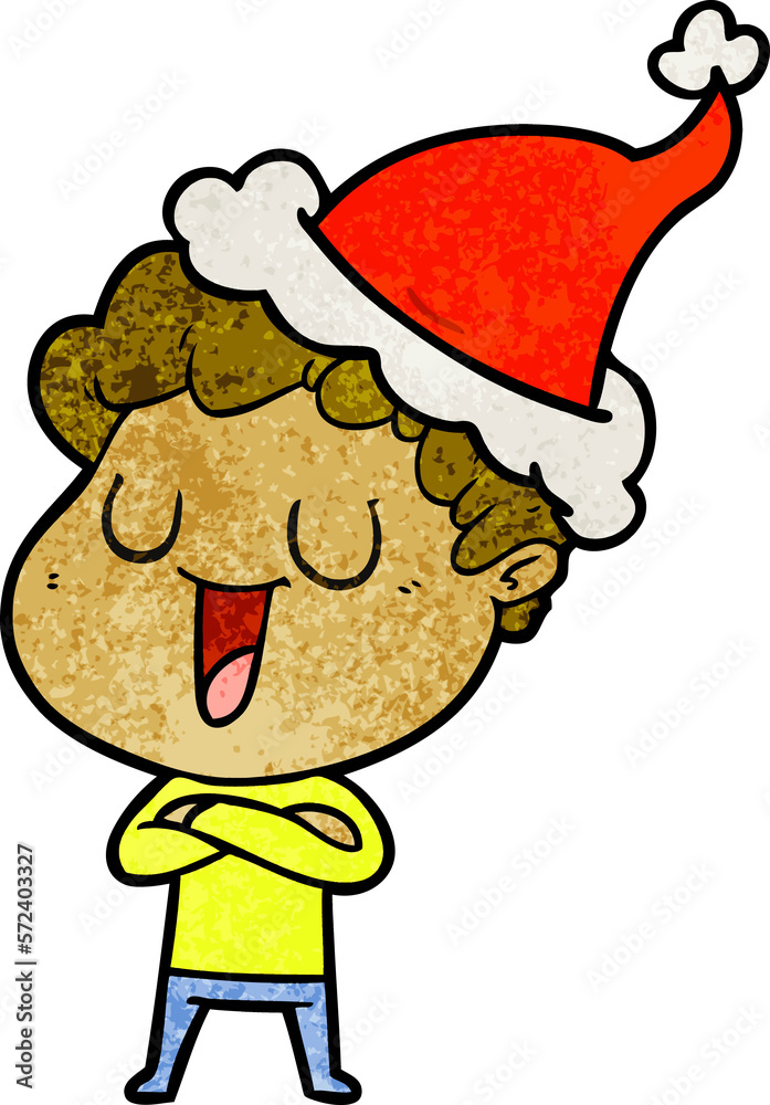 laughing textured cartoon of a man wearing santa hat laughing textured cartoon of a man wearing santa hat