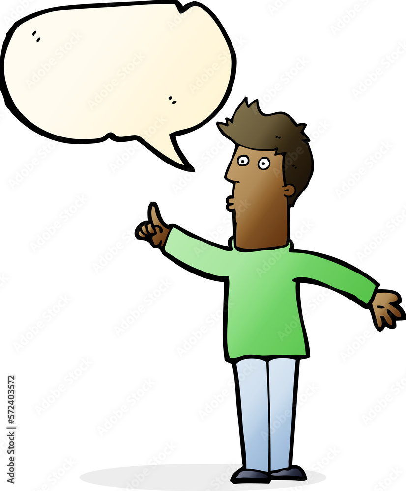 cartoon man advising caution with speech bubble cartoon man advising caution with speech bubble