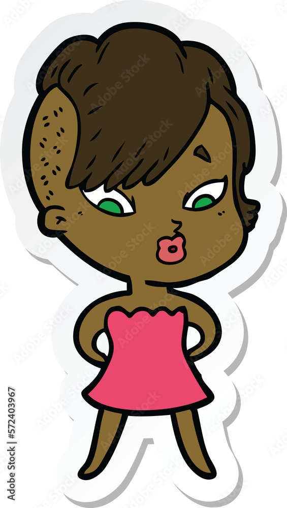 sticker of a cartoon surprised girl sticker of a cartoon surprised girl
