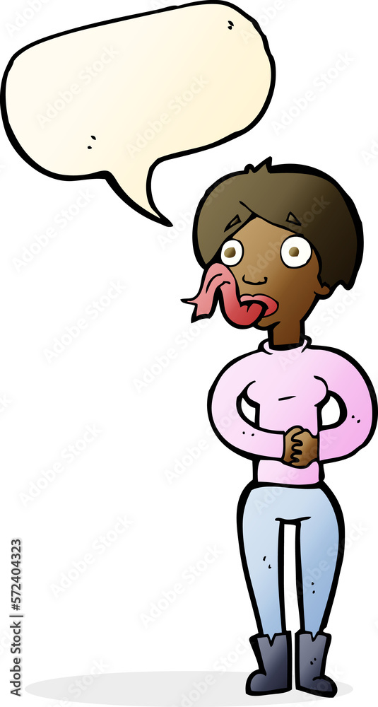 cartoon woman with snake tongue with speech bubble cartoon woman with snake tongue with speech bubble