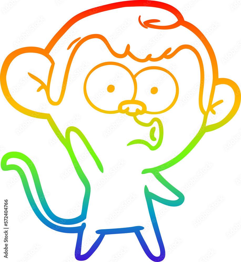 rainbow gradient line drawing cartoon hooting monkey rainbow gradient line drawing cartoon hooting monkey