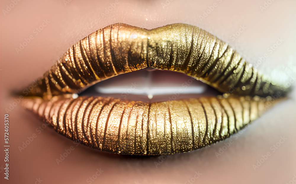 Close-up / Makro Shot Lips - Pattern - Lipstick / Lippen Lippenstift / Gold Lipstick Close-up / Makro Shot Lips - Pattern - Lipstick / Lippen Lippenstift / Gold Lipstick