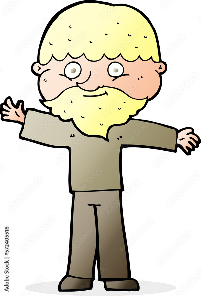 cartoon happy man with beard