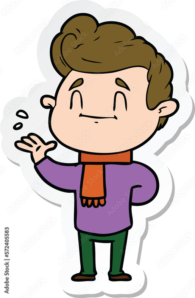 sticker of a happy cartoon man sticker of a happy cartoon man