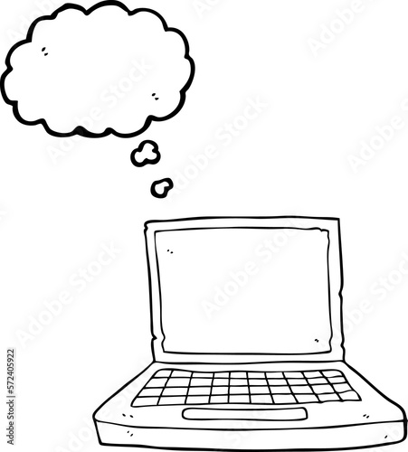 thought bubble cartoon laptop computer