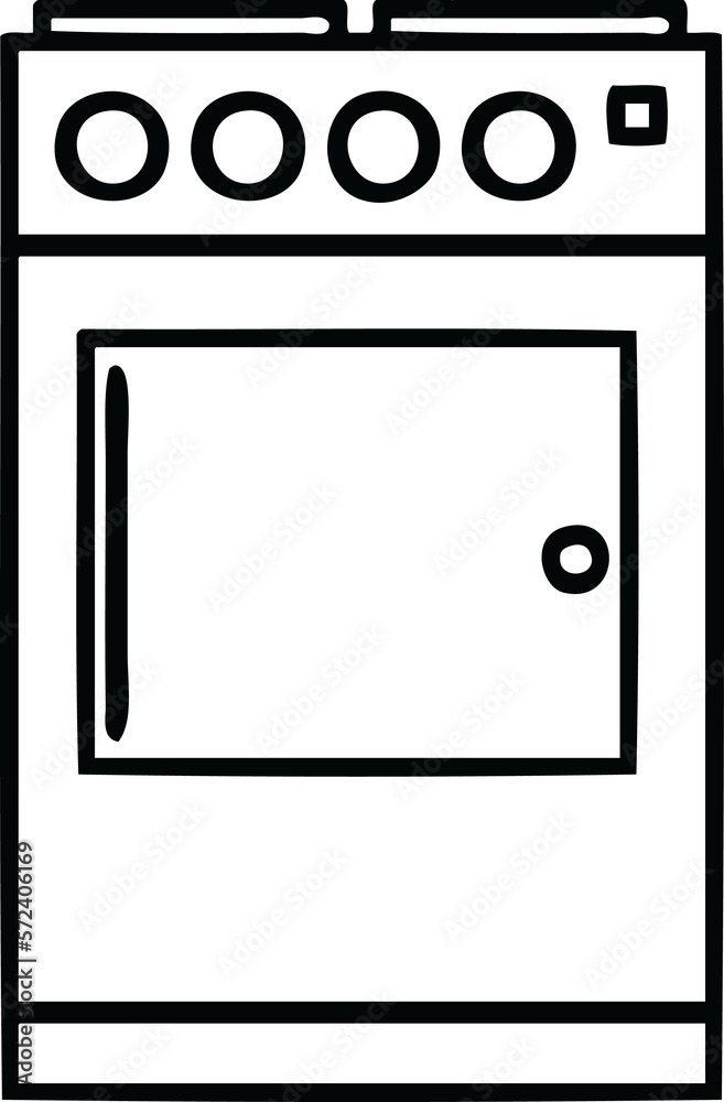 line drawing cartoon oven and cooker line drawing cartoon oven and cooker