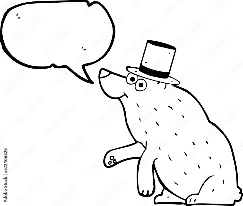 Fototapeta premium speech bubble cartoon bear in top hat