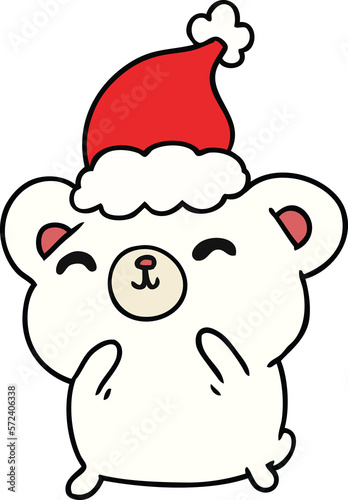 christmas cartoon of kawaii polar bear