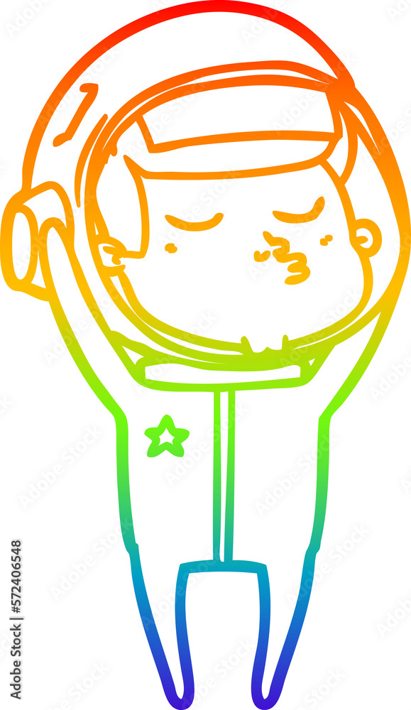 rainbow gradient line drawing cartoon confident astronaut rainbow gradient line drawing cartoon confident astronaut