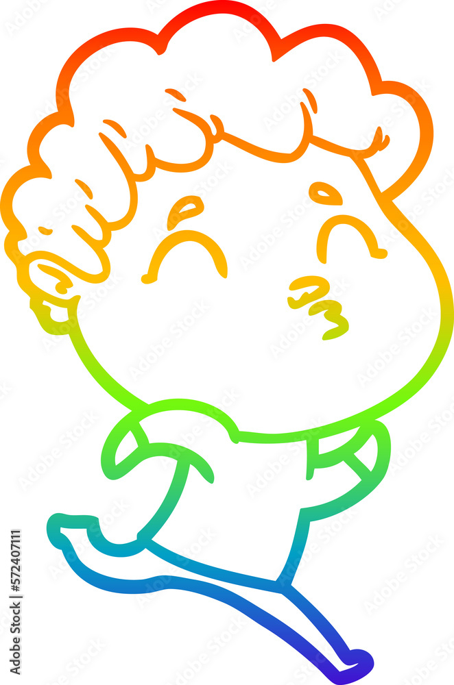 rainbow gradient line drawing cartoon man pouting rainbow gradient line drawing cartoon man pouting