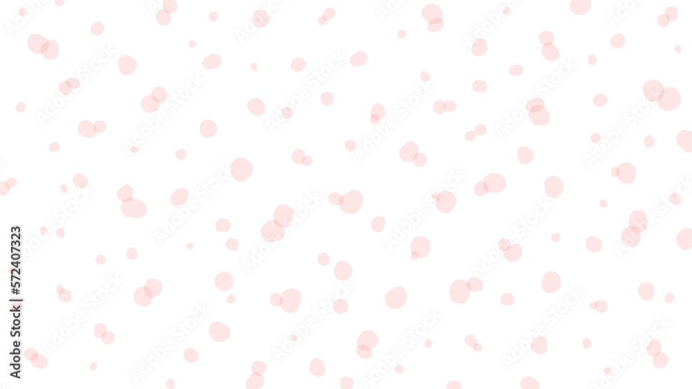 ゆるいフォルムがかわいい手描きの薄いピンク色の水玉模様の背景･バナー素材 - 16:9
