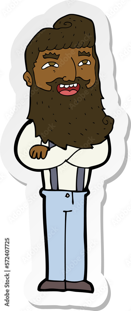 sticker of a cartoon happy man with beard sticker of a cartoon happy man with beard