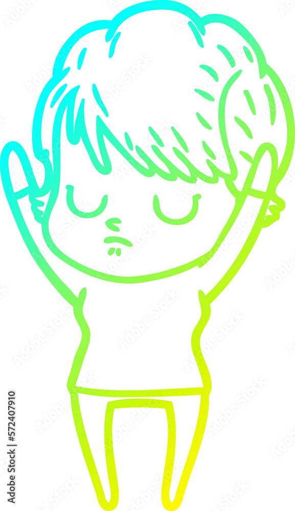 cold gradient line drawing cartoon woman cold gradient line drawing cartoon woman