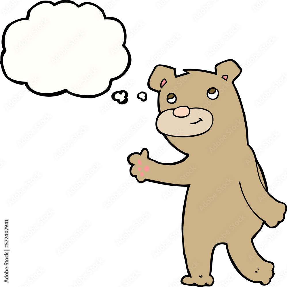 cartoon happy waving bear with thought bubble cartoon happy waving bear with thought bubble