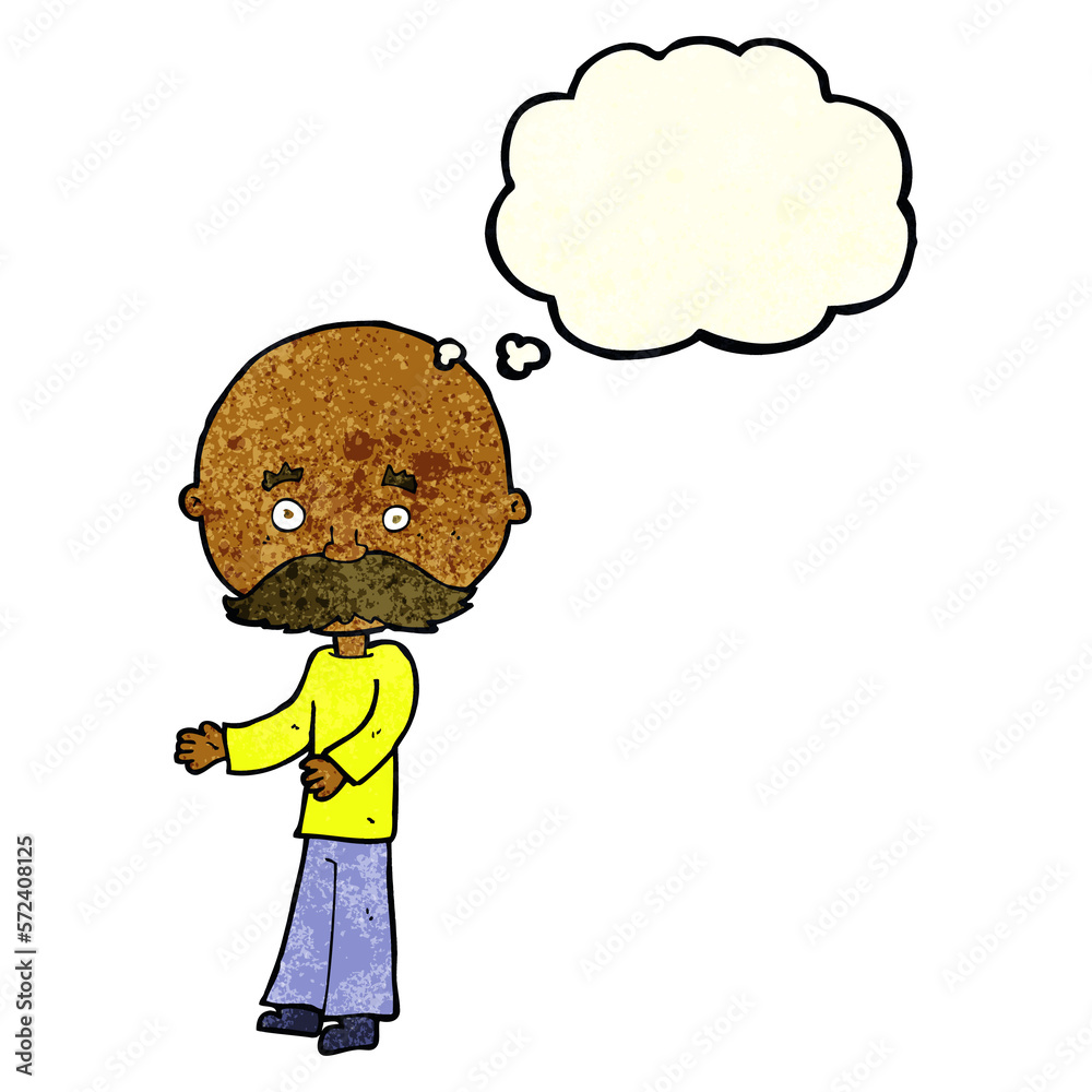 cartoon man with mustache with thought bubble cartoon man with mustache with thought bubble