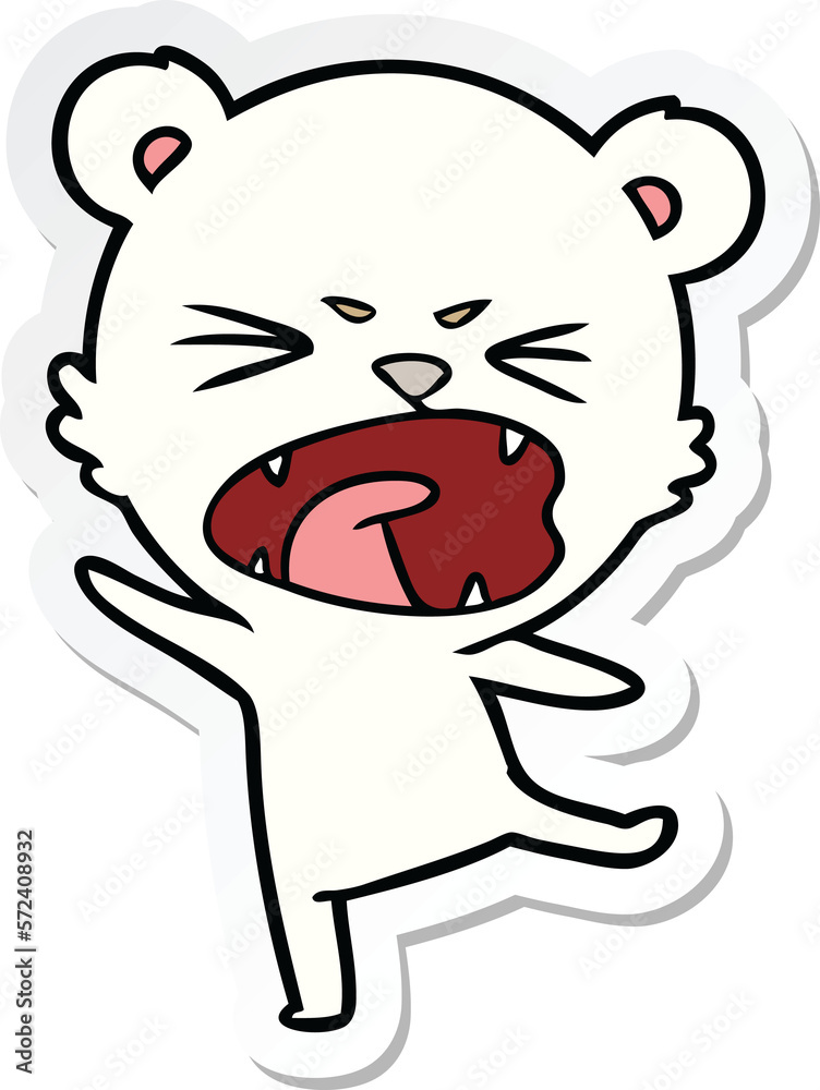 Obraz premium sticker of a angry cartoon polar bear