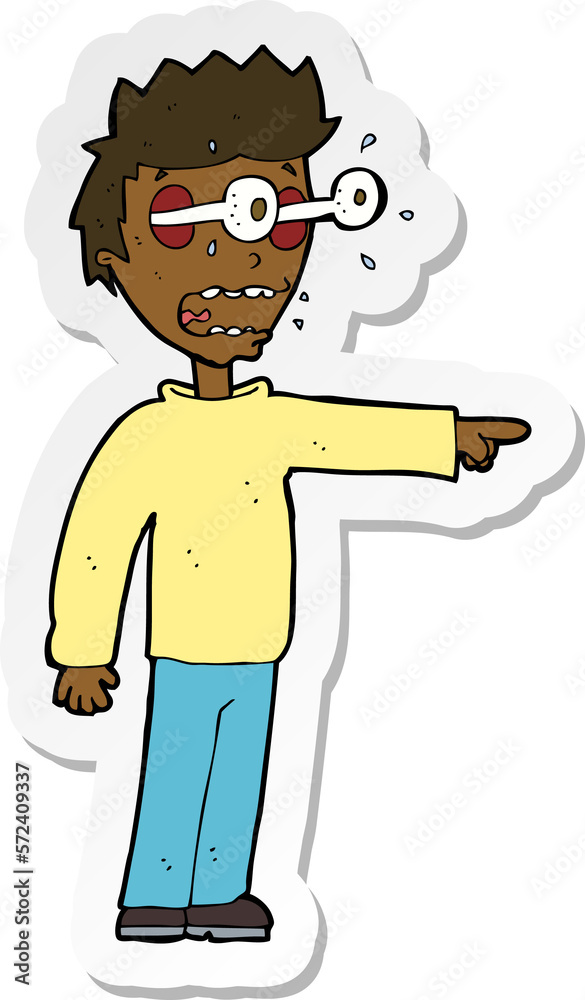 sticker of a cartoon man with popping out eyes sticker of a cartoon man with popping out eyes