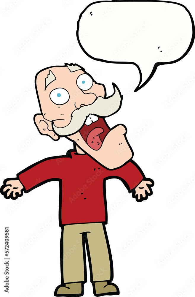 cartoon terrified old man with speech bubble cartoon terrified old man with speech bubble
