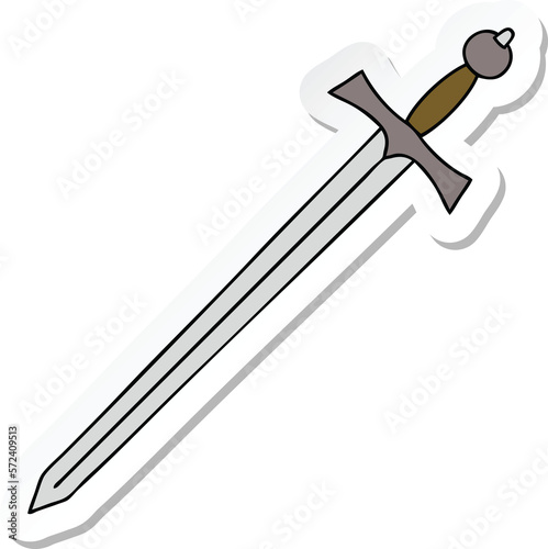 sticker of a quirky hand drawn cartoon sword
