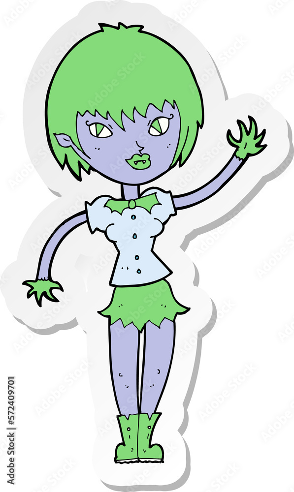 sticker of a cartoon vampire girl sticker of a cartoon vampire girl