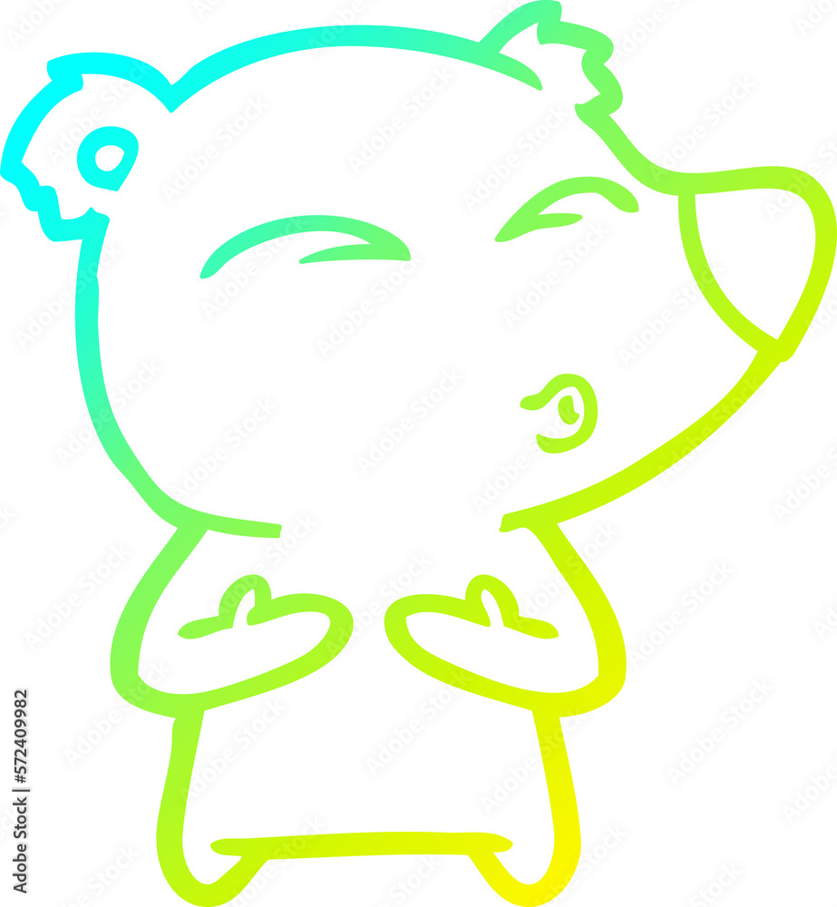 cold gradient line drawing cartoon whistling bear cold gradient line drawing cartoon whistling bear