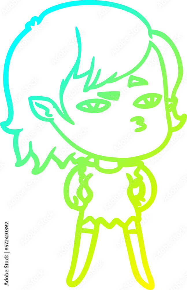 cold gradient line drawing cartoon vampire girl cold gradient line drawing cartoon vampire girl