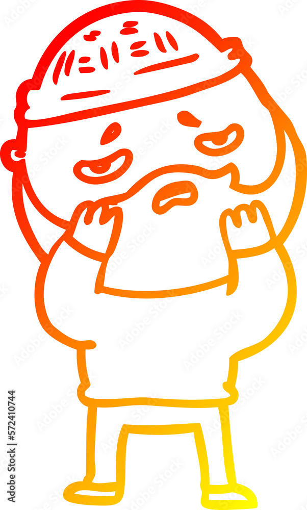 warm gradient line drawing cartoon worried man with beard warm gradient line drawing cartoon worried man with beard