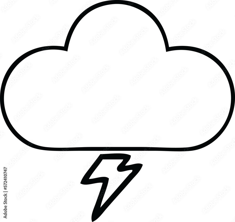 line drawing cartoon thunder cloud