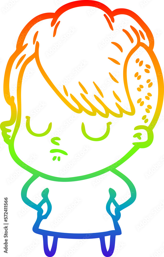 rainbow gradient line drawing cartoon woman rainbow gradient line drawing cartoon woman