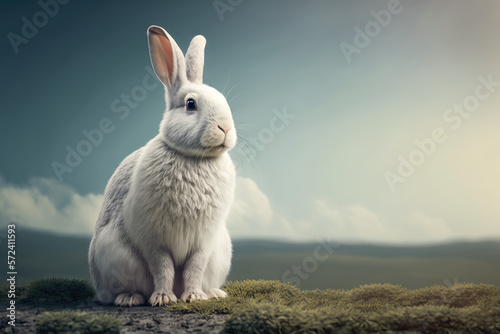 Rabbit Background with Free Copy Space for Text - Rabbit Wallpaper Series - Rabbit texture with empty copy space created with Generative AI technology © Sentoriak