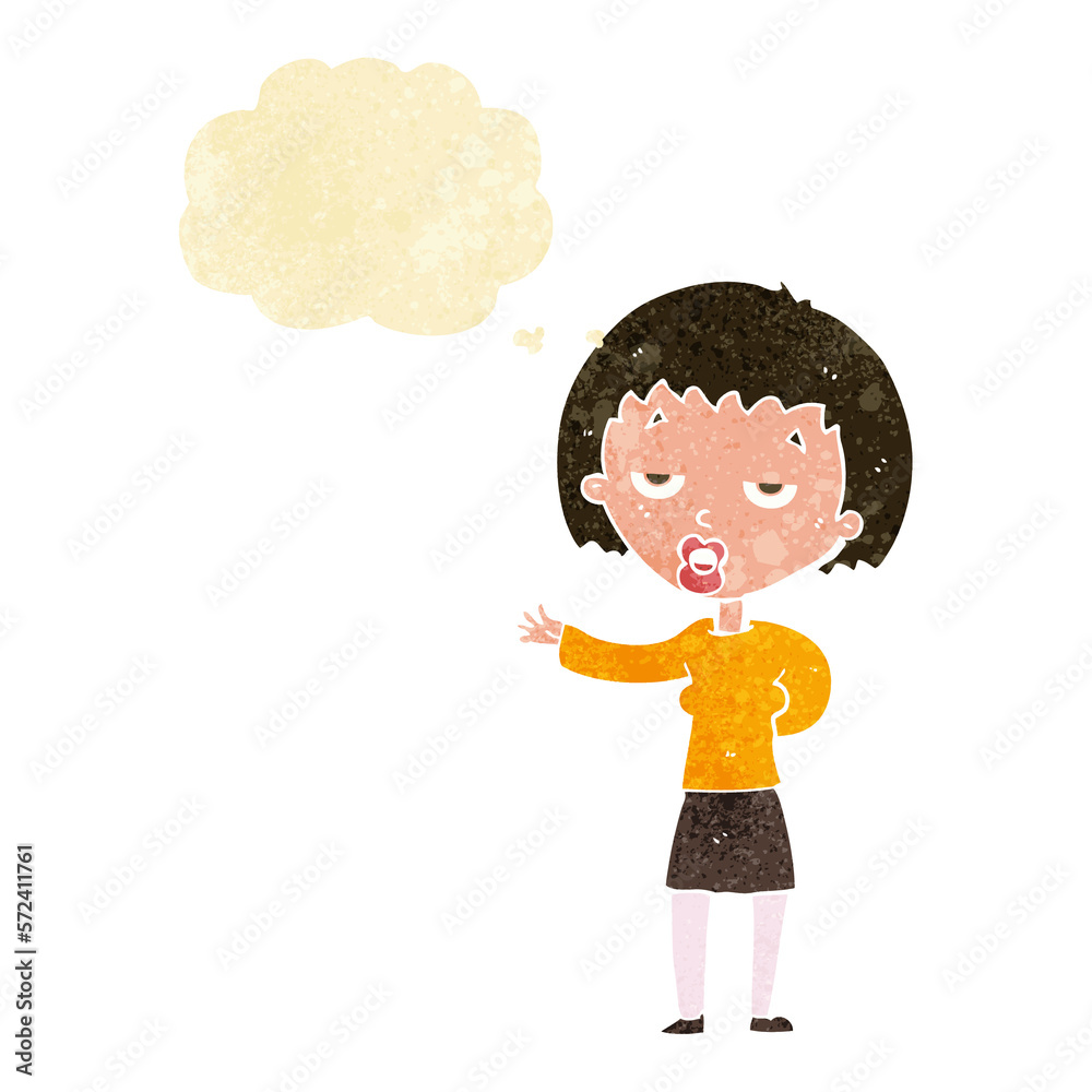 cartoon bored woman with thought bubble cartoon bored woman with thought bubble