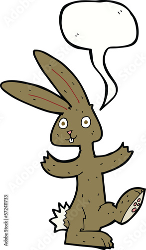 cartoon rabbit with speech bubble