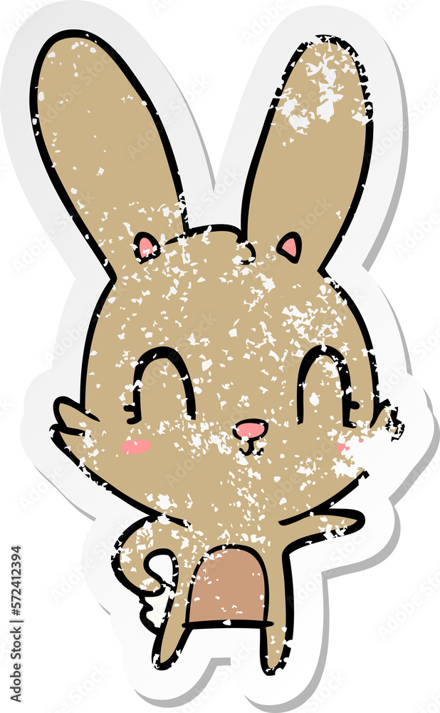 distressed sticker of a cute cartoon rabbit distressed sticker of a cute cartoon rabbit