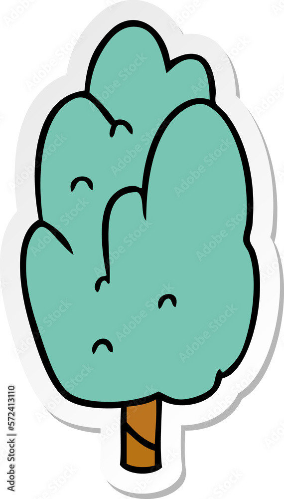 sticker cartoon doodle single green tree sticker cartoon doodle single green tree