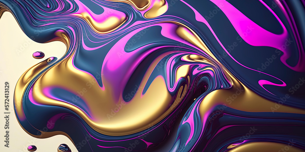 liquid chrome surface with pastel gradient holographic reflection abstract background created by generative ai