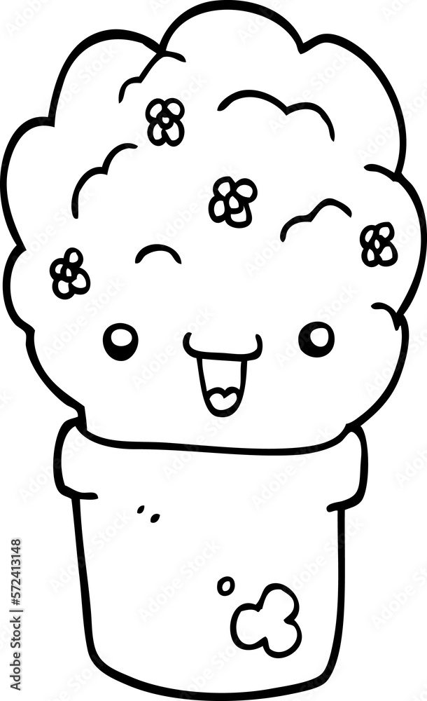 cartoon shrub in pot