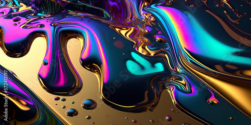 liquid chrome surface with pastel gradient holographic reflection abstract background created by generative ai