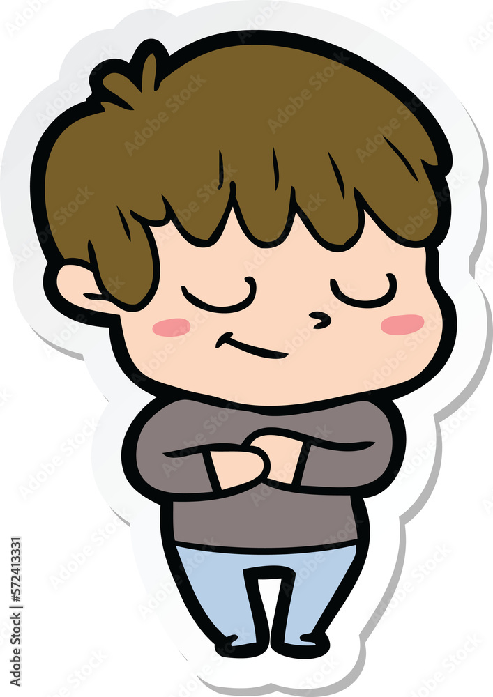 sticker of a happy cartoon boy sticker of a happy cartoon boy