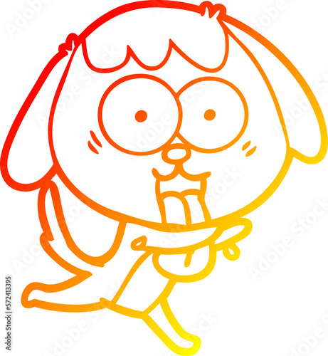 warm gradient line drawing cute cartoon dog