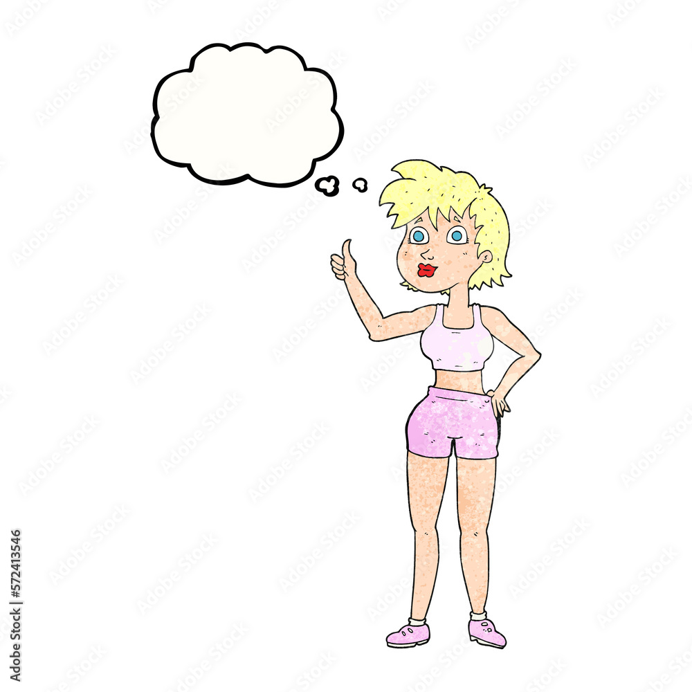 thought bubble textured cartoon happy gym woman thought bubble textured cartoon happy gym woman