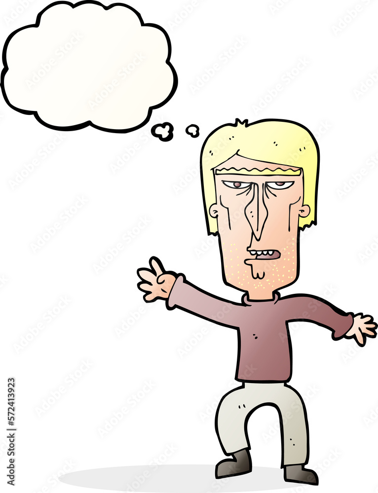 cartoon angry man waving warning with thought bubble cartoon angry man waving warning with thought bubble