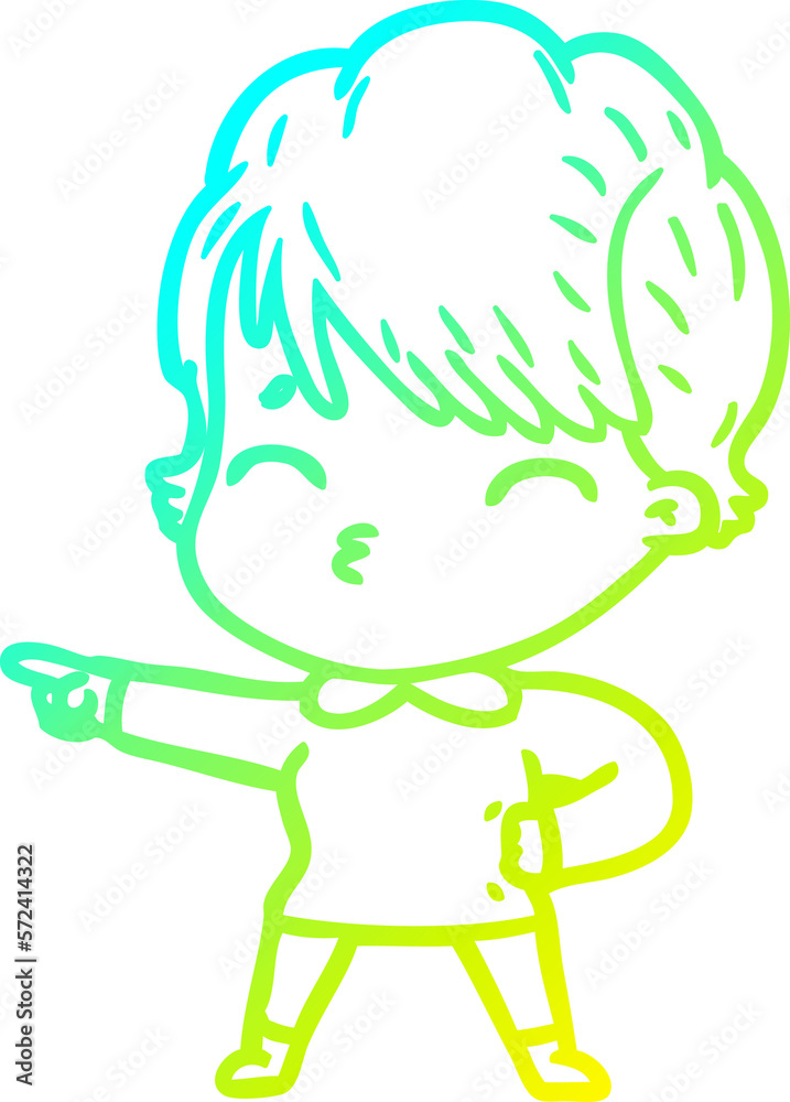 cold gradient line drawing cartoon woman thinking cold gradient line drawing cartoon woman thinking